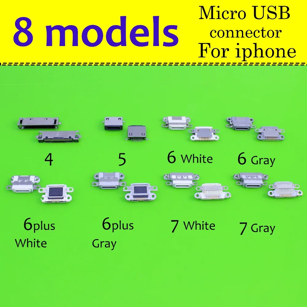 

8 model mini micro usb socket jack connector charging Port for iphone mobile phone tablet for iphone 4/5/6/6plus/7