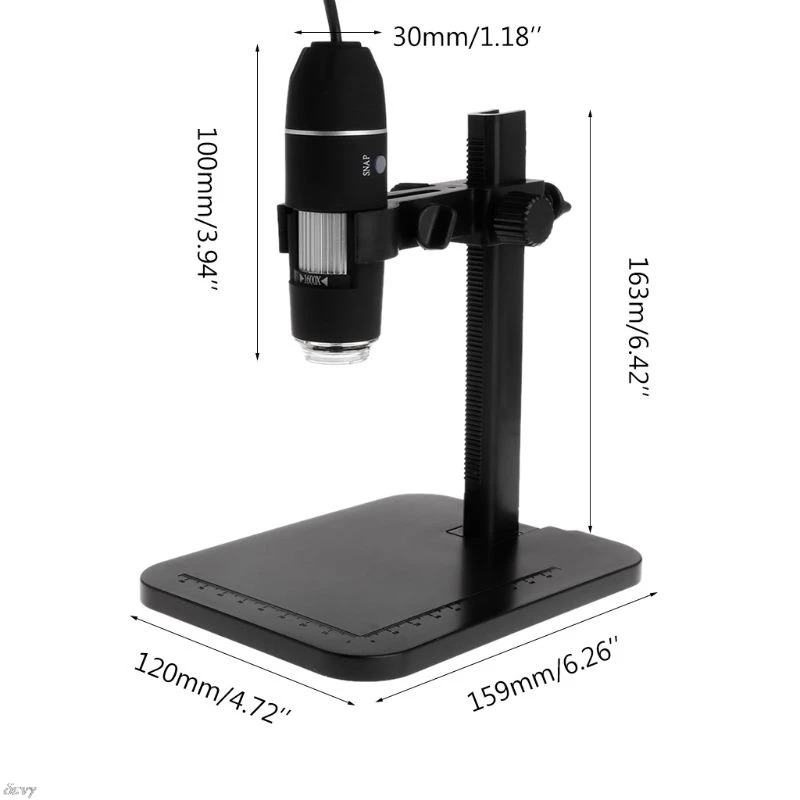 1600X 8LED USB цифровой микроскоп Лупа камера эндоскоп с кронштейном линейки X7YD