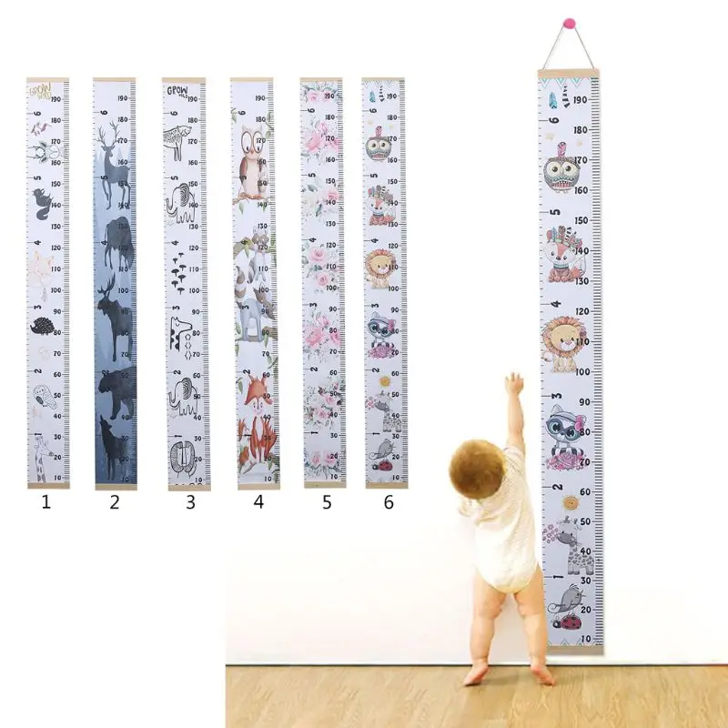 Детские диаграммы роста холст стены Висячие измерительные линейки для детей мальчиков девочек украшение комнаты детская комната, съемный диаграмма роста высоты