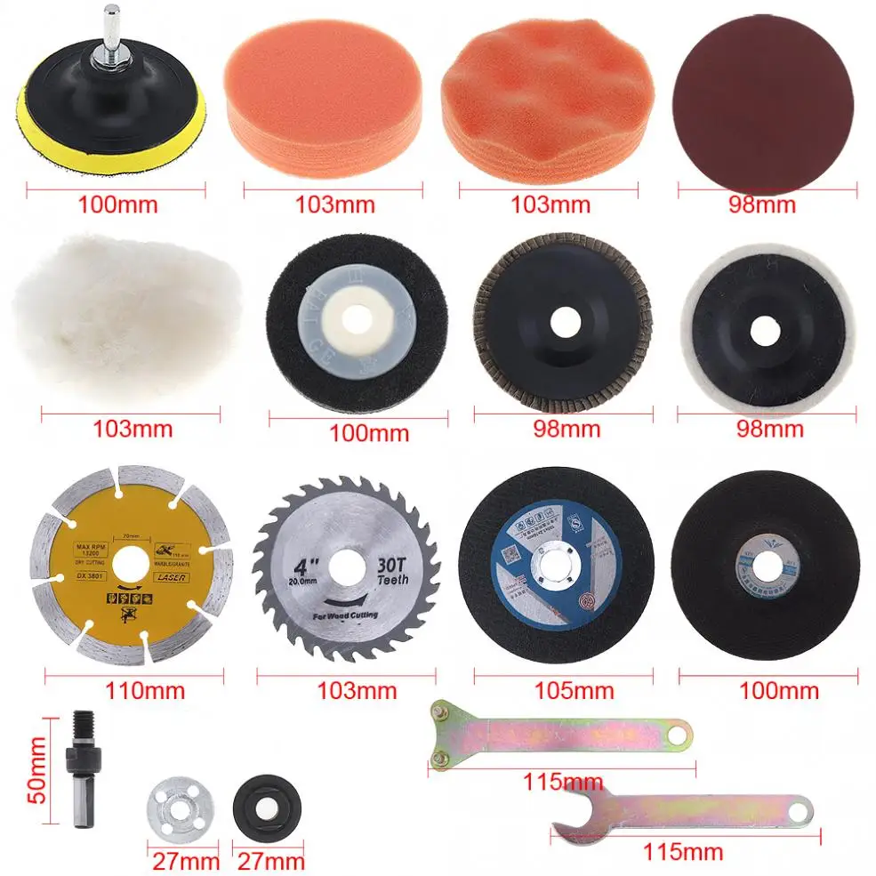 21pcs/set Multi-function Electric Drill Conversion Angle Grinder Cutting Suit with Conversion Shanks and Metal Cutting Blades