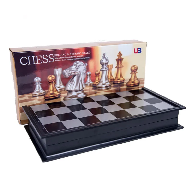 Золотые и Серебристые магнитные шахматные изделия набор Staunton стиль Шахматная коллекция портативная складная доска Chesses игра