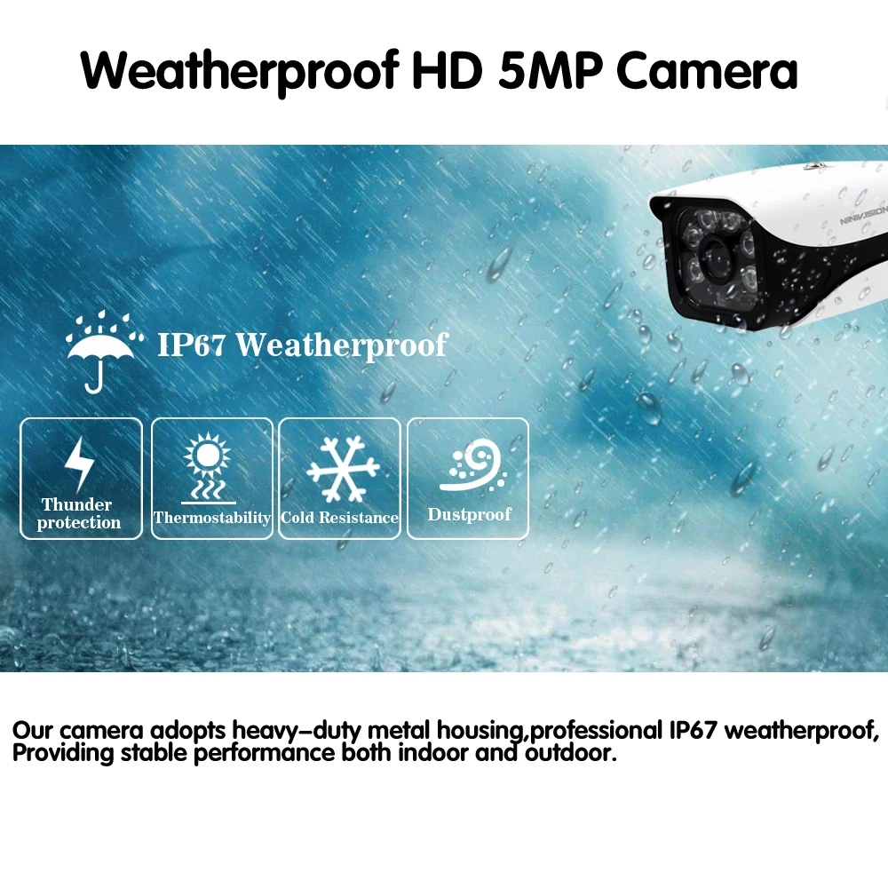  H.265 5MP AHD Camera Security Video Surveillance Outdoor Camera Weatherproof HD CCTV Camera 6*Array
