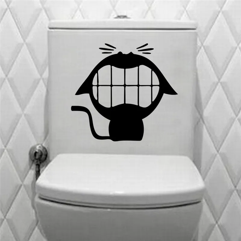 Виниловые наклейки на унитаз Улыбка с большим ртом|toilet sticker|bathroom decoradesivo de parede |