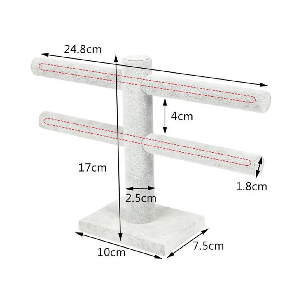 2 яруса Т-бар шикарные бархатные ювелирные изделия Стенд Серьги Органайзер для ожерелий Дисплей Держатель