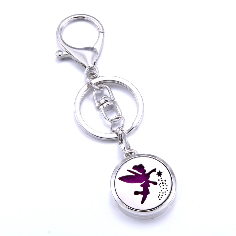 

Flower fairy pattern stainless steel aromatherapy key chain perfume diffuser keychain aroma diffuser charm jewelry