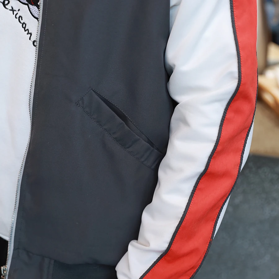 College Baseball Uniform Jacket Men Streetwear Varsity Mens Jacket Hip Hop Pilot Mont Patchwork Side Stripe Coat Male J6