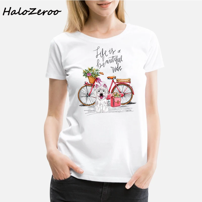 54Westie Dog Bike T-shirt, Women T-shirt