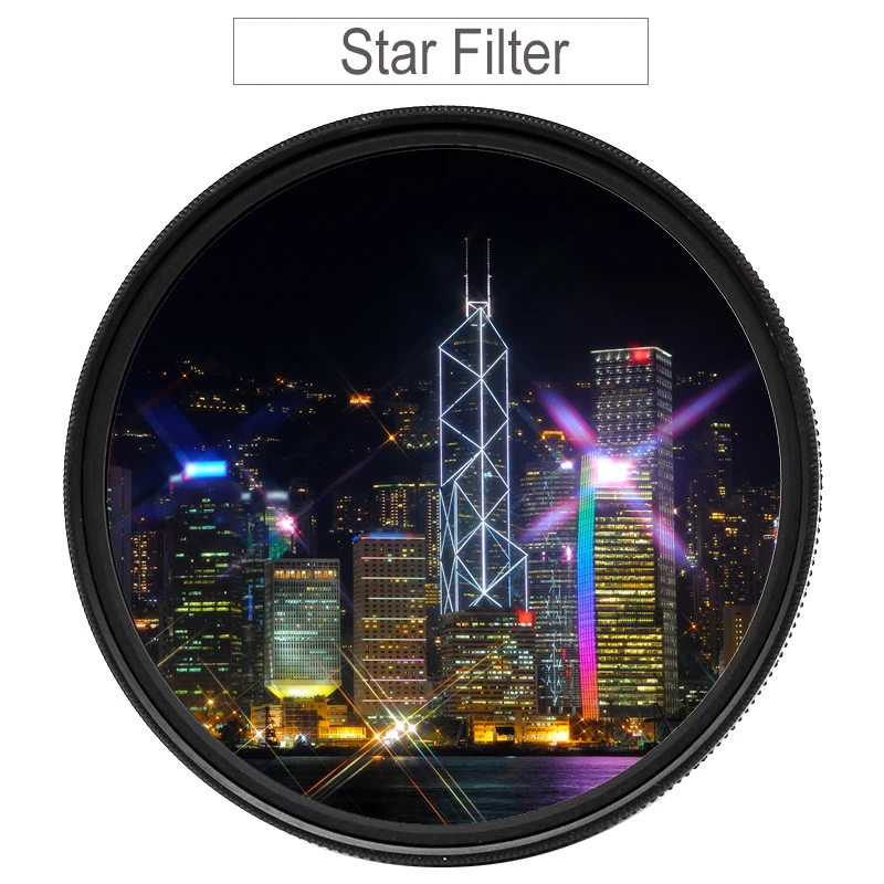 

Star Filter 37 40.5 43 46 49 52 55 58 62mm 67mm 72mm 77mm 82 6-Point Star & Streak Effects Filter for Canon Nikon Sony Fujifilm