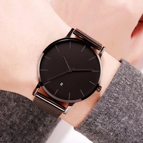 

New Quart Watch Men Watches Business Dress Wristwatch Stainless Steel Strap Male Wrist Watch For Men Clock Hours With Calendar