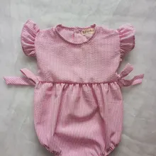 Ins Горячая Европейская и американская Стиль Ползунки полосатый& blowknot розовый sweest милые комбинезоны для роста 70 см-100 см