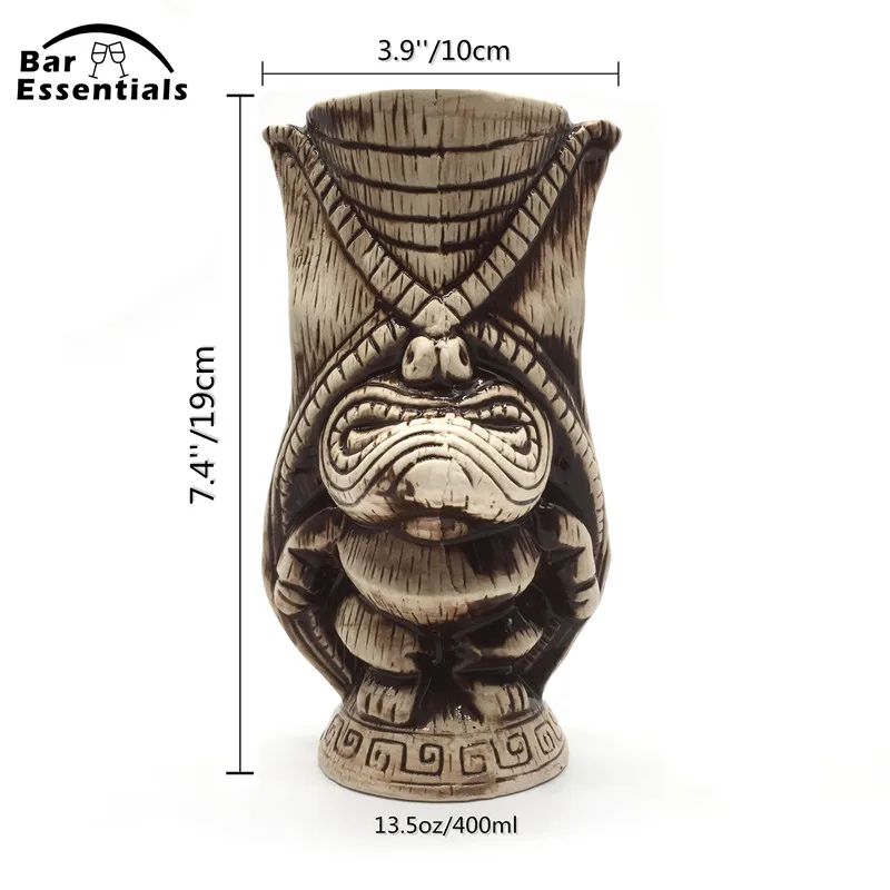 Tiki кружки, кружка для коктейлей, пива, напитков, кружка для вина, керамическая бамбуковая кружка с листьями, Tiki кружка, 400 мл, инструмент для бара