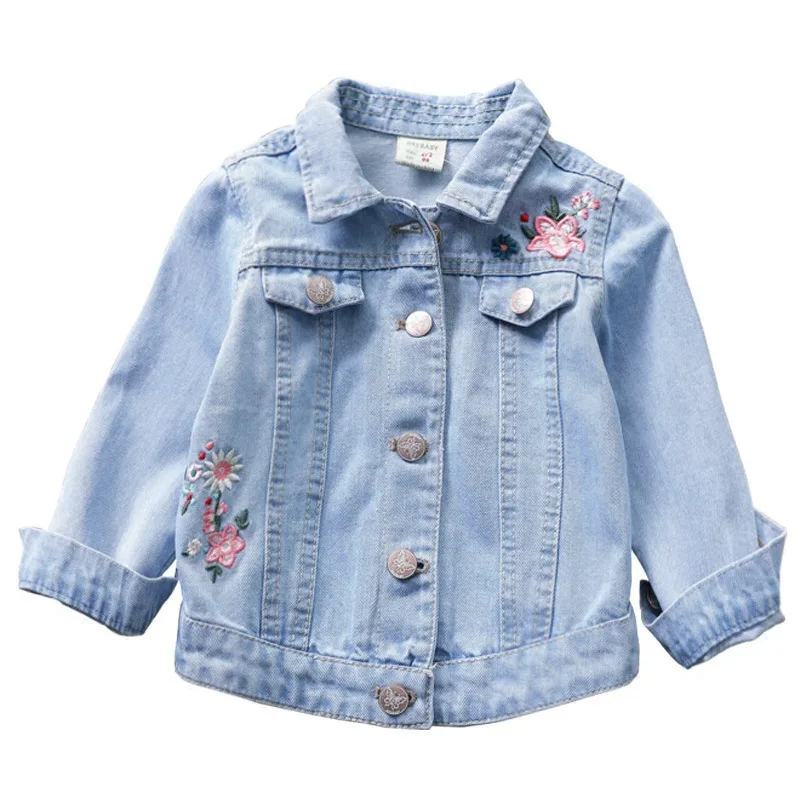 

Kids Jackets for Girls 2019 New Flower Embroidery Girls Coats Long Sleeve Spring Autumn 2 3 4 5 6 Year Children Outerwear