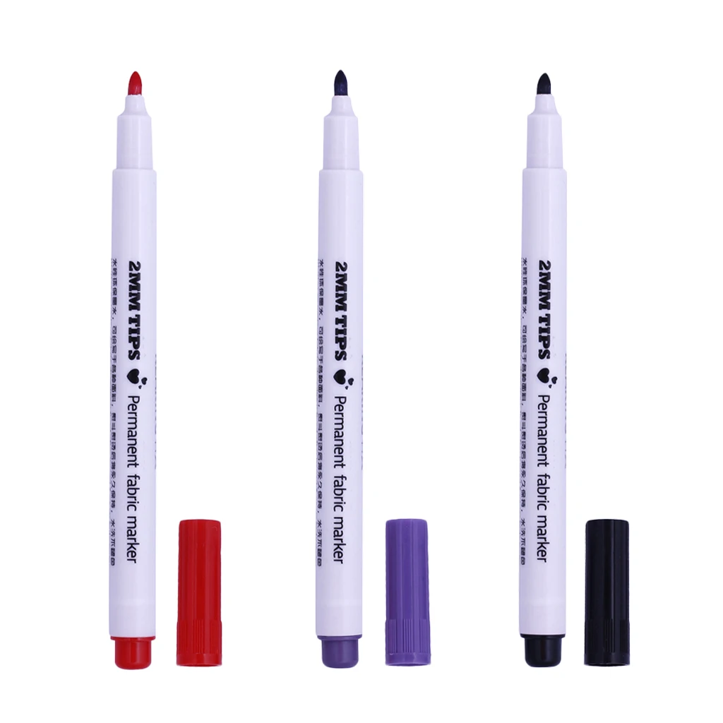 3Pcs 2mm Permanent Fabric Paint Marker T-Shirt Pens For Clothes Shoes DIY Graffiti Design for Artist