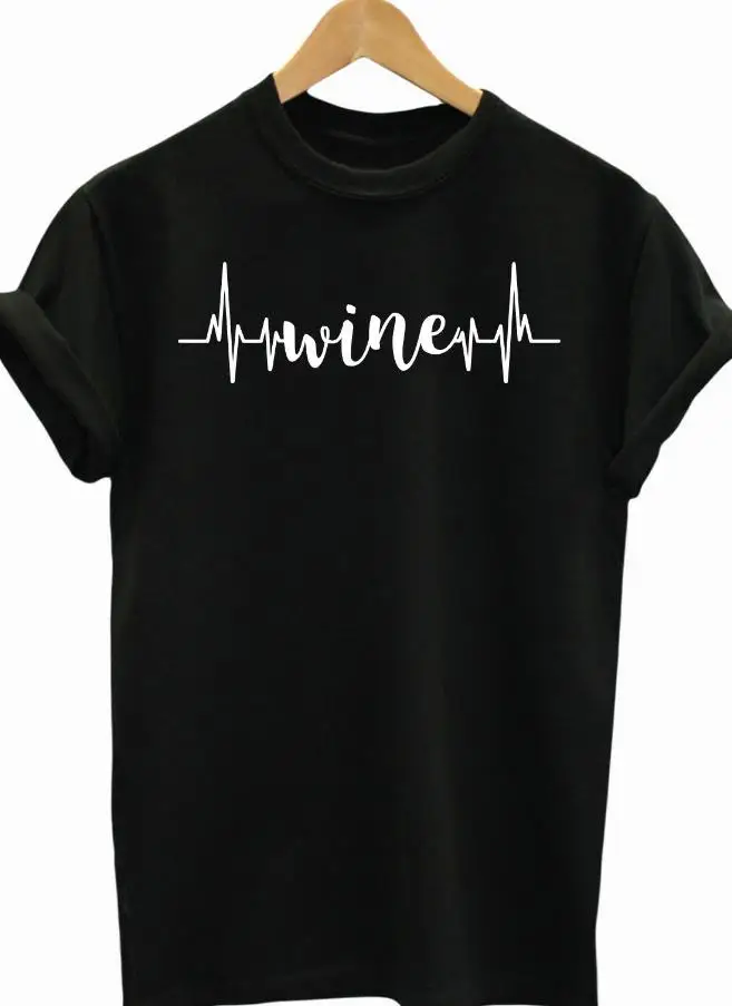 

wine heartbeat Women tshirt Casual Cotton Hipster Funny t shirt For Lady Yong Girl Top Tee Drop Ship ZY-60