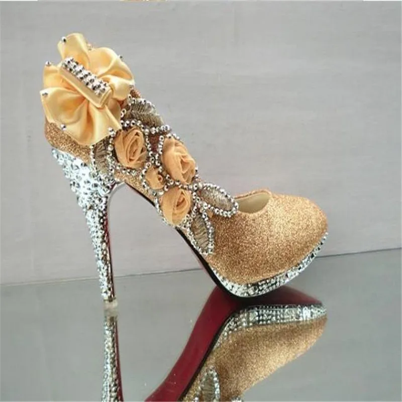Wedding Shoes Glitter Gorgeous Bridal Evening Party Crystal High Heels Women Shoes Sexy Woman Pumps silver Bridal Shoes 34-41