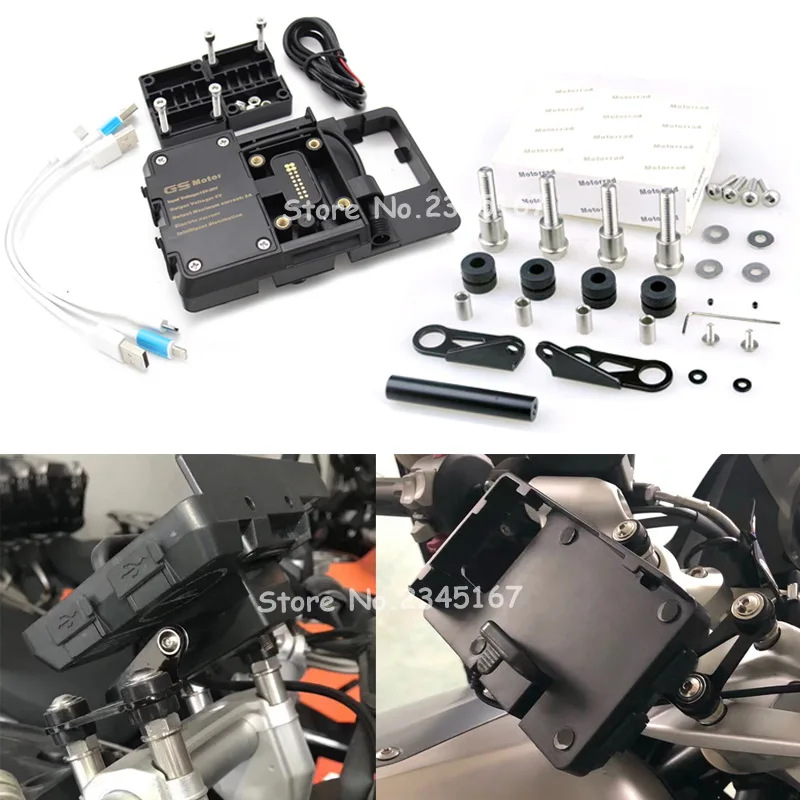 

For BMW F750 F800 Motorcycle Anti-vibration Navigation Bracke 12MM Crossbar Diameter USB charger mobile phone bracket