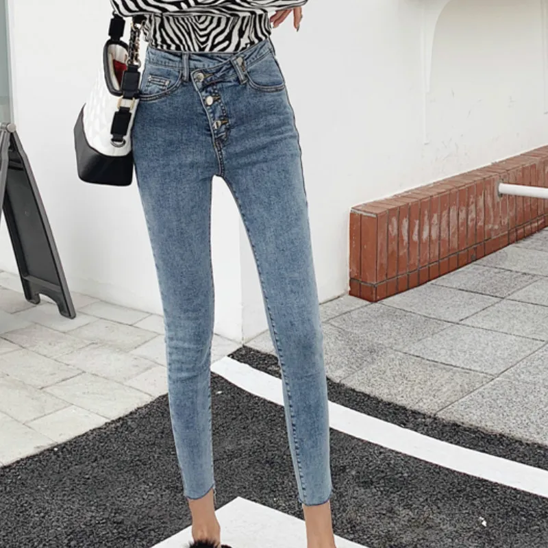 

jeans femme 2019 nouveau Spring autumn jean Slim high waist sexy ladies jeans pencil pants Korean nine blue Skinny jeans women