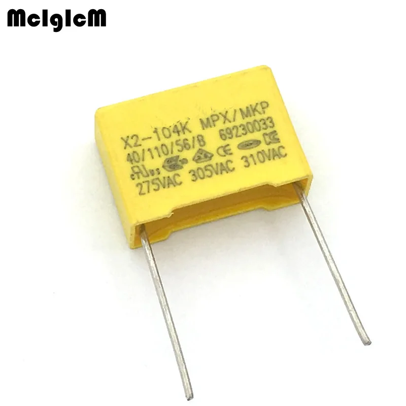 MCIGICM 20pcs 100nF capacitor X2 capacitor 275VAC Pitch 15mm X2 Polypropylene film 0.1uF