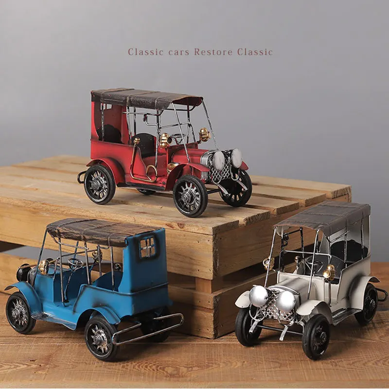 

Antique Vintage Car Model Home Decoration Ornaments Handmade Handcrafted Collections Collectible Vehicle Gift For Boy 13X20X9CM
