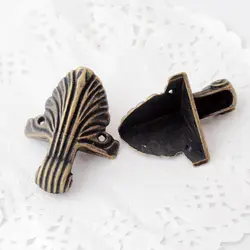 Free shipping 4Pcs Antique Bronze Jewelry Gift Box Wood Case Decorative Feet Leg Corner Protector 32x24mm J3028