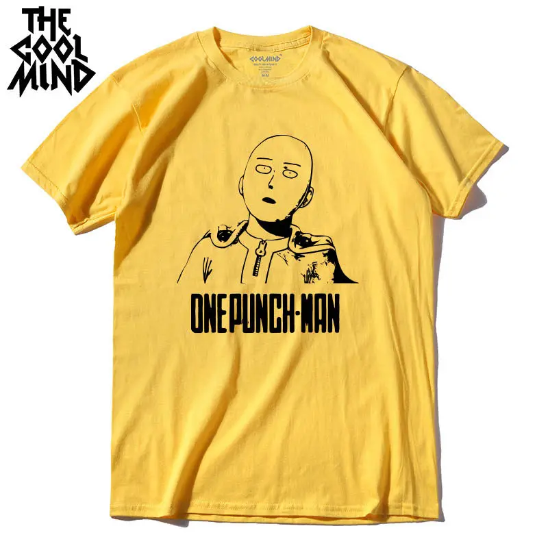 Мужская футболка из хлопка с принтом Аниме One Punch Man, модная, классная, удобная, Мужская футболка, Повседневная футболка для мужчин - Цвет: YEW