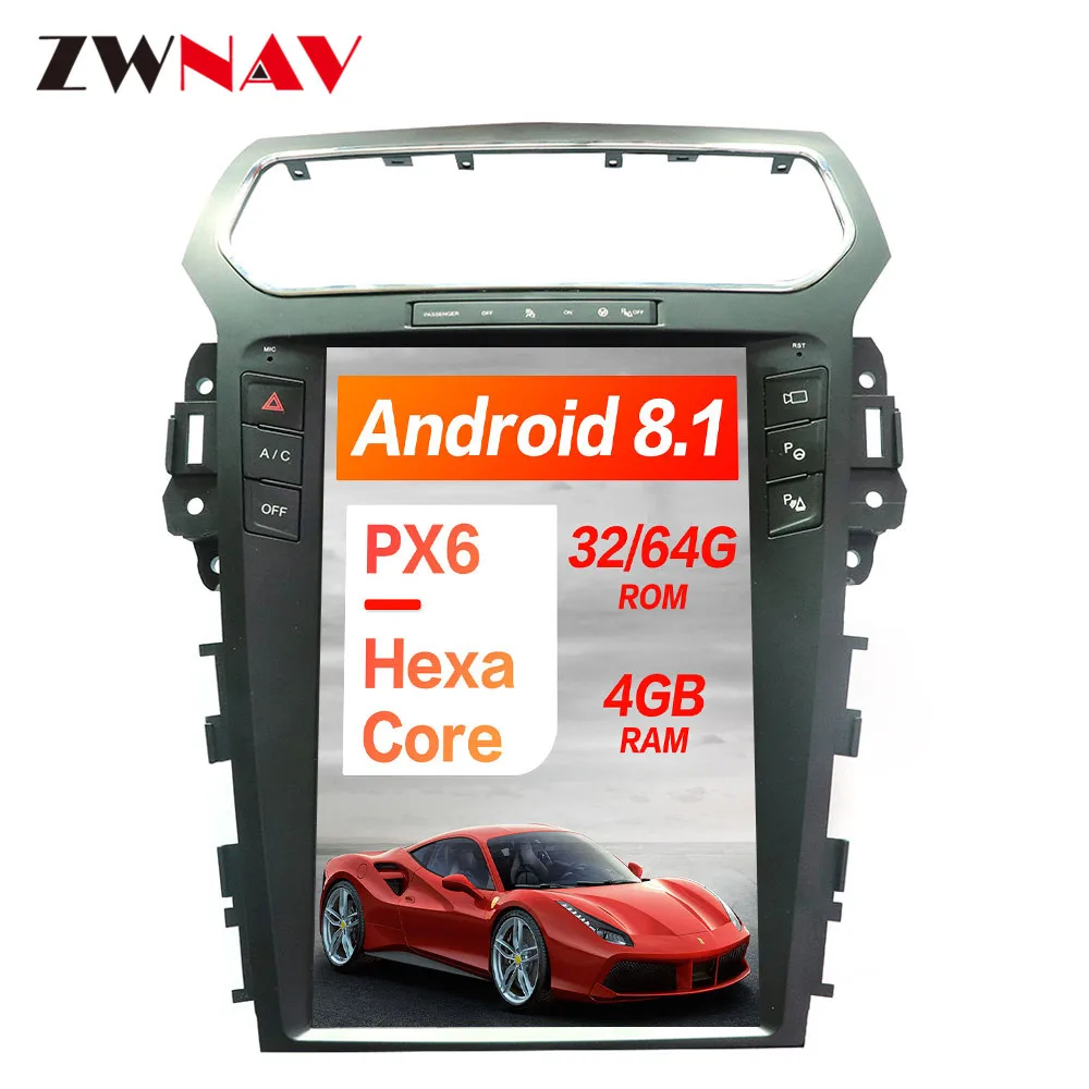 

PX6 4GB RAM Tesla style Android 8.1 Car GPS Navigation For Ford Explorer 2011+ Auto A/C head unit multimedia radio tape recorder