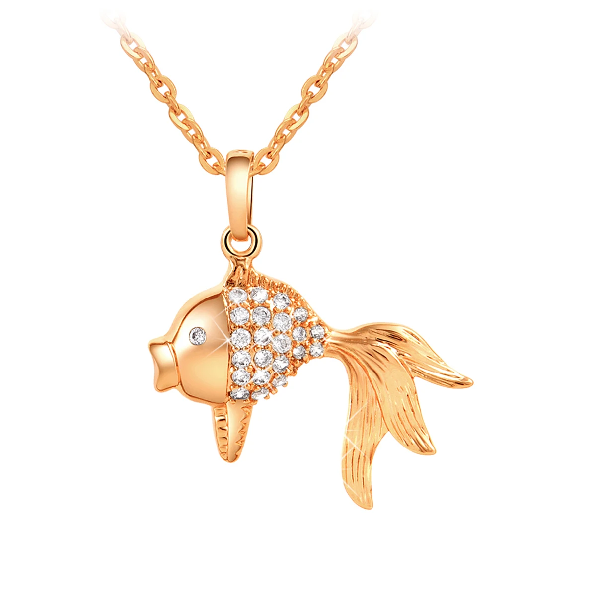 Buy Women Goldfish Shaped Gold Zircon Pendant Necklace (Golden) from Reliable