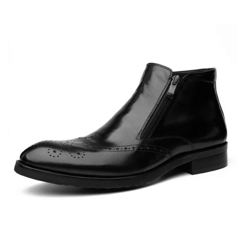 

Fashion Men's Genuine Leather Martin Pointed Ankle Boots Man Punk British Style Chelsea Boot Mens Casual Shoes YJ-B0047