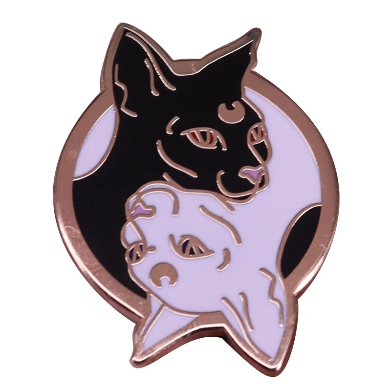 

Artemis Luna cuddle enamel pin celestial yin yang cat badge cute Sailor Moon inspired anime brooch guardian jewelry