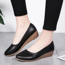 Spring/Autumn 2019 New Women Shoes Mary Janes Wedges High-heels Pumps Shoes Woman Shallow Slip-on Non-slip Work Shoes Size 36-40 doratasia 2018 large size 30 47 candy colors square heels mary janes women shoes woman pumps date girls pumps shoes
