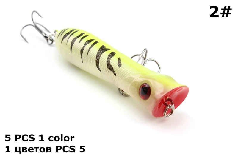 Самая низкая цена 5 шт. рыболовные снасти 3D глаза 8,5 см 11 г с тройной попперы с крючками приманка для рыбалки пластиковый качающийся, искусственный Жесткий наживка - Цвет: Красный