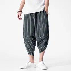 Повседневные штаны-шаровары для мужчин Jogger stripe Pant фитнес свободные штаны с эластичной резинкой на талии мужские китайские традиционные