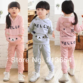 

spring 2020 girls clothing sets children hoodies + kids pants 2pcs baby gilr sports suit child cute bear casual tracksuits