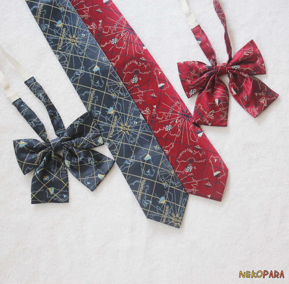 世界地図で刺繍された蝶ネクタイ かわいい日本の女子高生の服 Jk 学生 コスプレ 2色 Women S Ties Handkerchiefs Aliexpress
