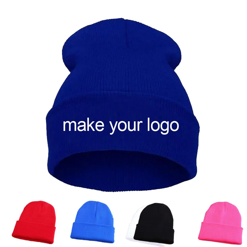 wholesale beanie customized with own logo hat embroidery logo make your