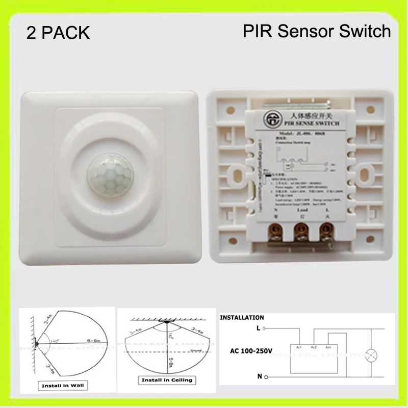 

Manufacturer 100V-250V 200W PIR sensor switch motion sensor switch inductive square 86*86mm automotive on / off wall pack