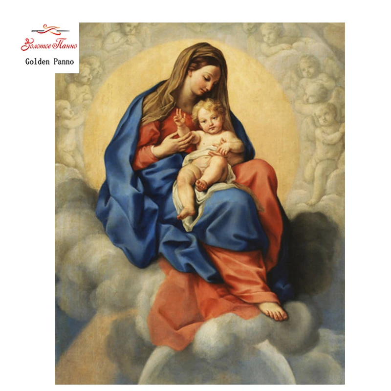 Golden Panno Needlework DIY DMC Cross stitch Sets For Embroidery kit 14ct unprinted holy mother cross-Stitching christmas 0125 | Дом и сад
