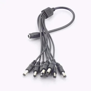 

1 Female to 8 Male DC Power jack Adapter 8 way Splitter Plug Cable Connector 12V Supply for CCTV Camera led strip 5.5mm*2.1mm
