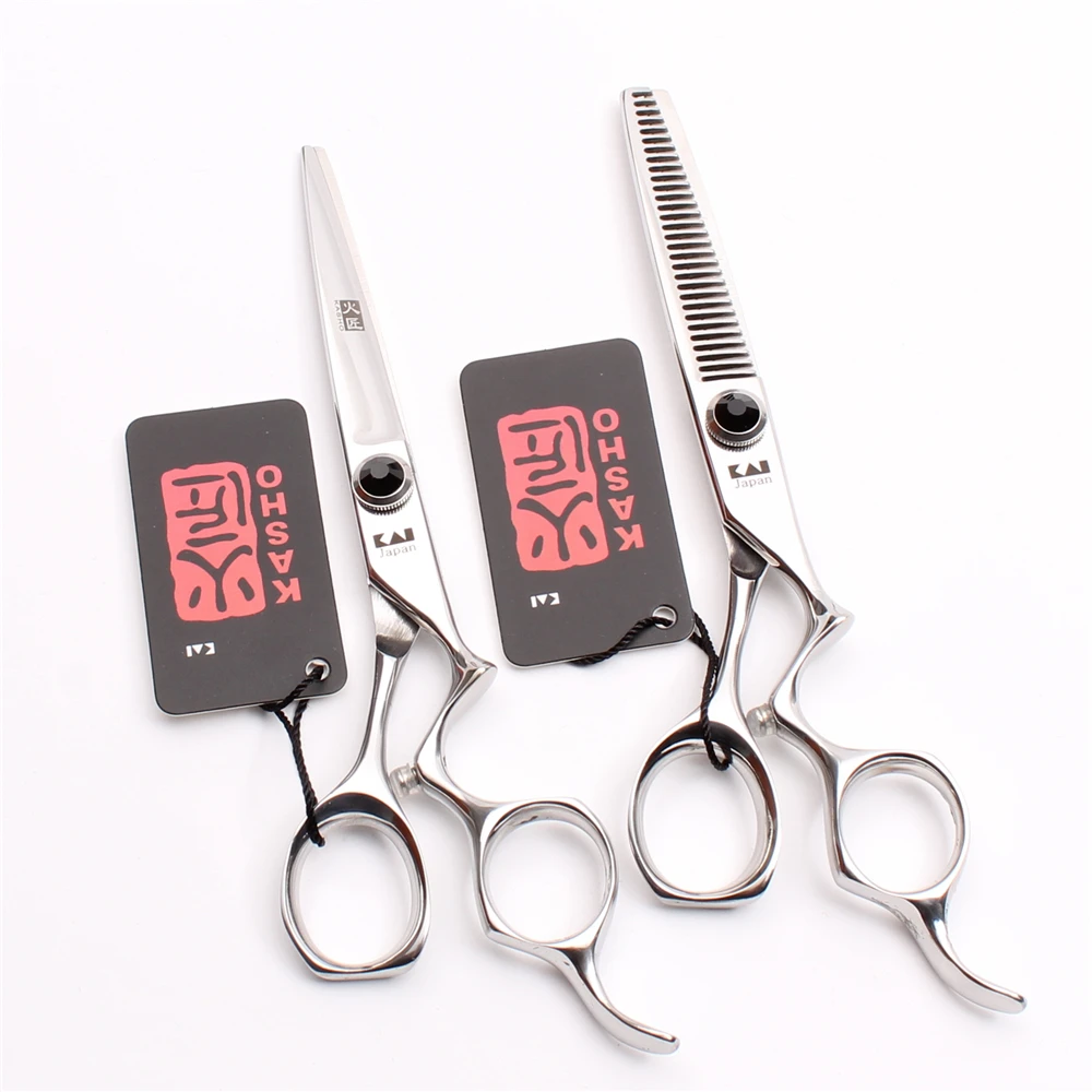 

H9016 6'' 17.5cm Kasho Silvery Professional Human Hair Scissors Hairdressing Cutting Shears Thinning Scissors Hair Styling Tools