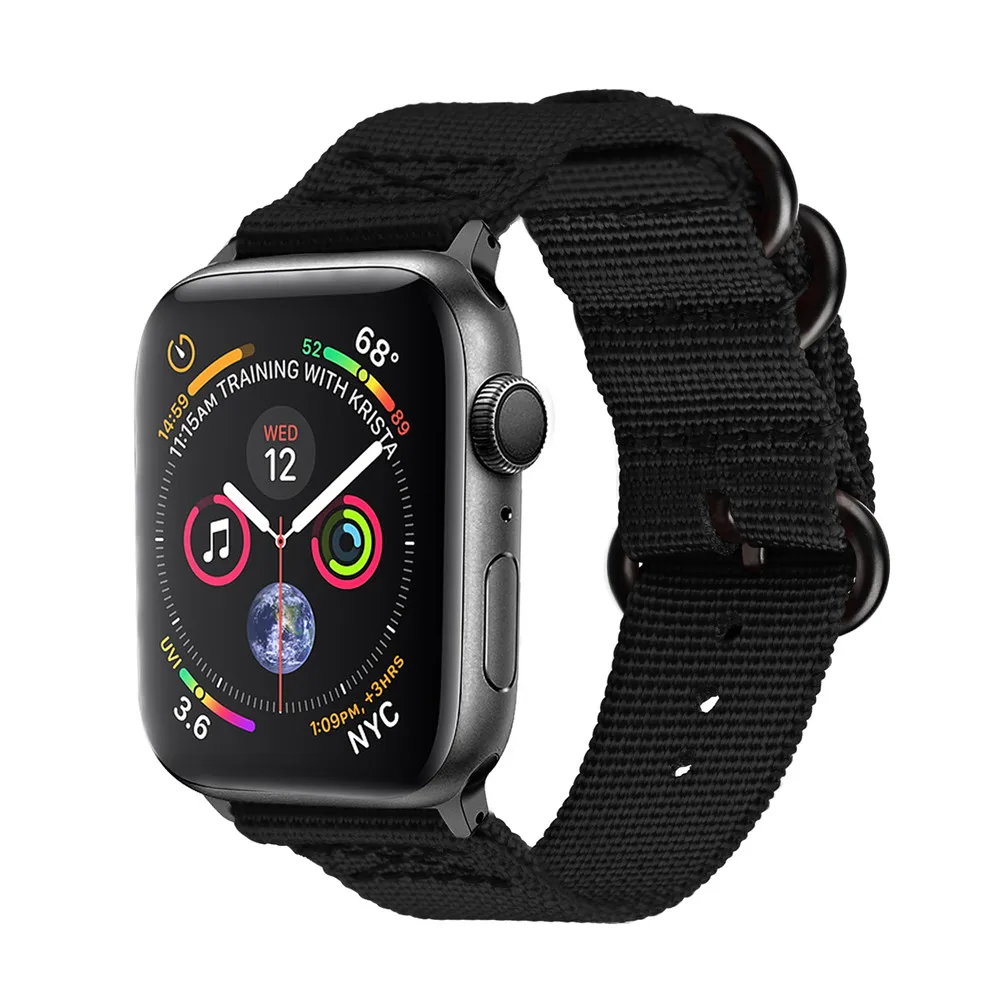 Лидер продаж нейлоновый ремешок для наручных часов для Apple Watch Series 4 5 42 мм 44 мм мягкий спортивный кожаный браслет 38 мм 40 мм, ремешок для наручных часов iwatch 1/2/3