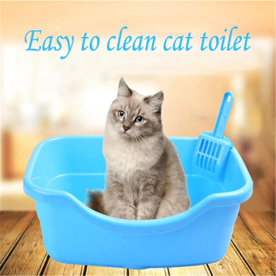 Semi Closed Plastic Large Pet Toilet Cat Litter Box Indoor Cofre Gato