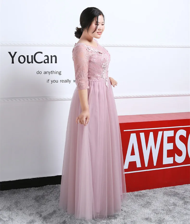 JaneVini пыльное розовое вечернее платье больших размеров платья для матери невесты с рукавом с аппликацией из кружева и тюля официальное платье для матери