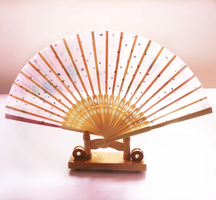 Chinese Wind Dance Fan Ladies Gauze Maid Folding Single Paragraph Unisex Multicolor Grownups Bamboo