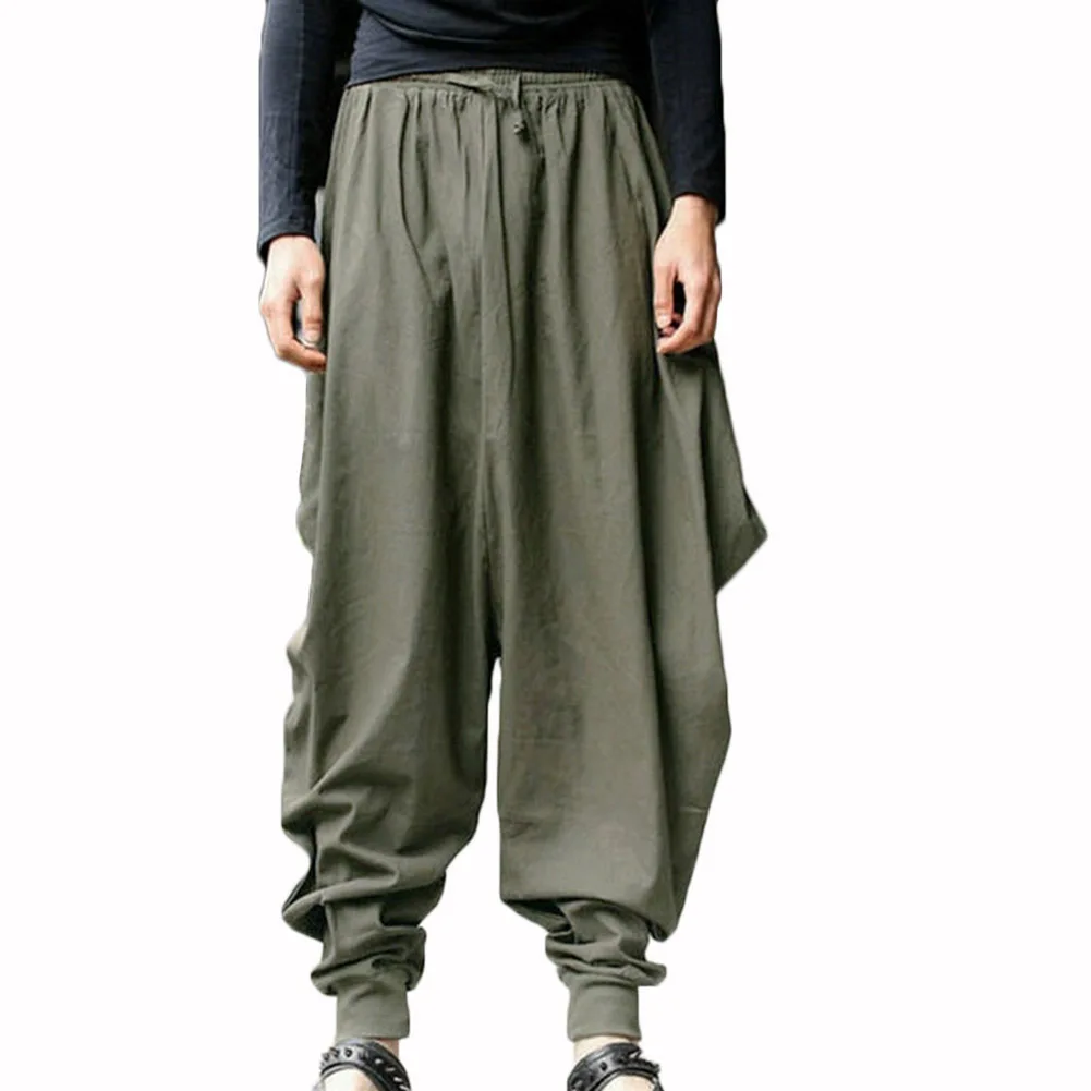 YJSFG HOUSE Brand Mens Harem Pants Grey Hippie Hip Hop Plain Aladdin ...