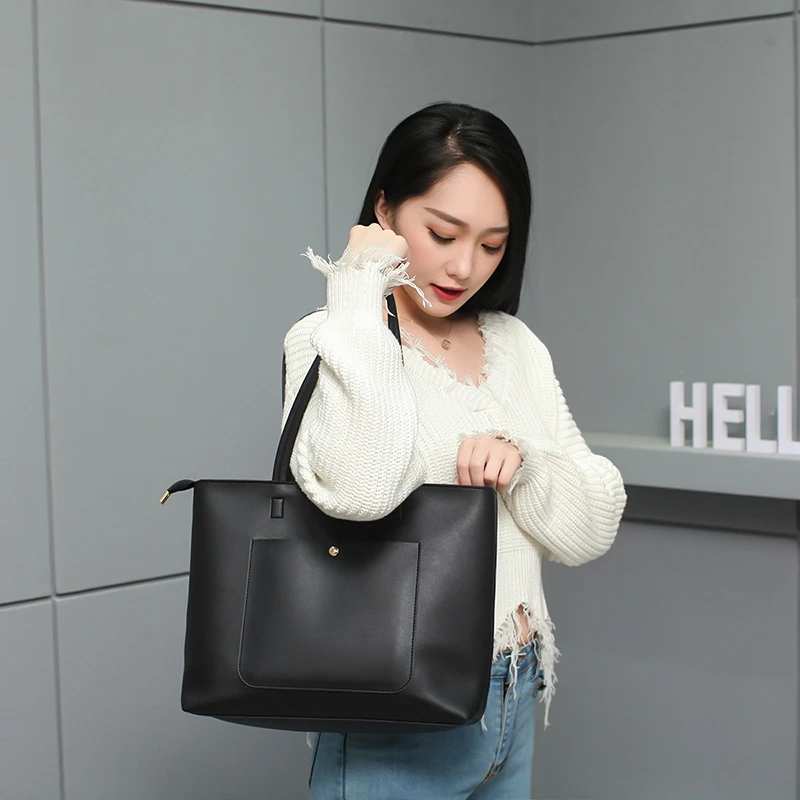 

Korean Large Capacity Handbag 2019 Cheap Black Women Shoulder Bag Casual Female Tote Bag Hot Sale Shopping Bag for Teenage Girls