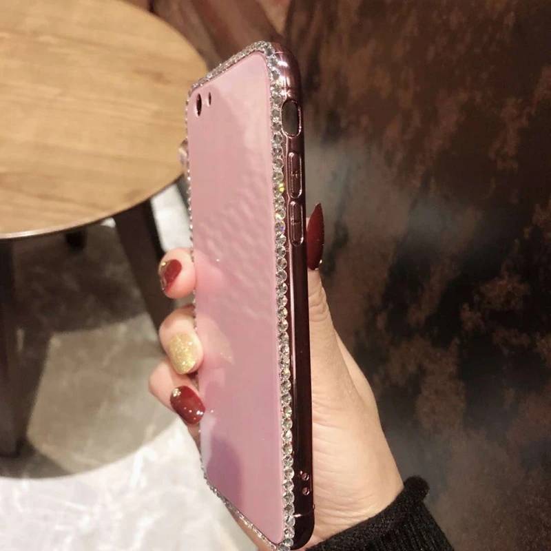 Tfshining Luxury Laser Aurora Glass Case For iphone XR XS Max X 8 7 Plus 6 6s Plus Gradient Rainbow Diamond Bling Hard Cover Bag (4)
