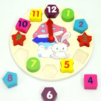

Children Kids Wooden Puzzle Toy Colorful Digital Geometry Clock Educational Mathematics Learning Montessori Toy