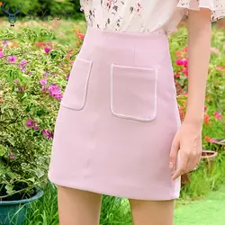 2019 Лето бутик Для женщин новые летние Однотонная одежда соединение-характер ул Повседневная юбка