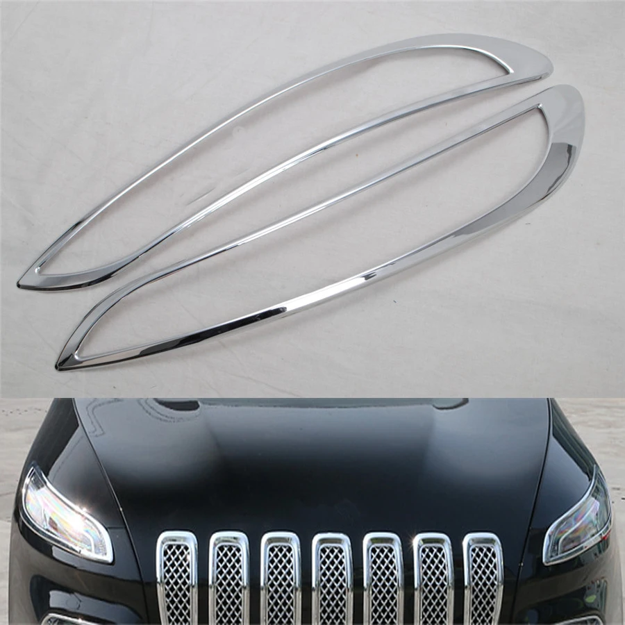 

YAQUICKA 2Pcs/Set ABS Exterior Car Front Daytime Running Light Lamp Frame Sticker Styling Cover Trim For Jeep Cherokee 2014-16