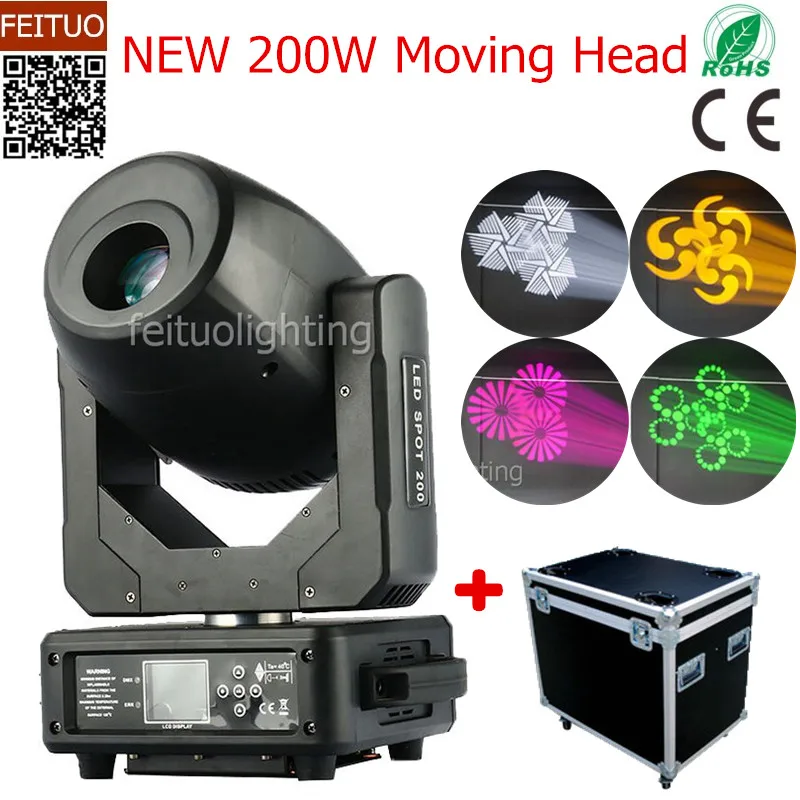 

8pcs with flight case Factory Sell LED Spot Moving Head Light LED 200W Stage DJ Lights Gobo Moving Head Club Disco Light